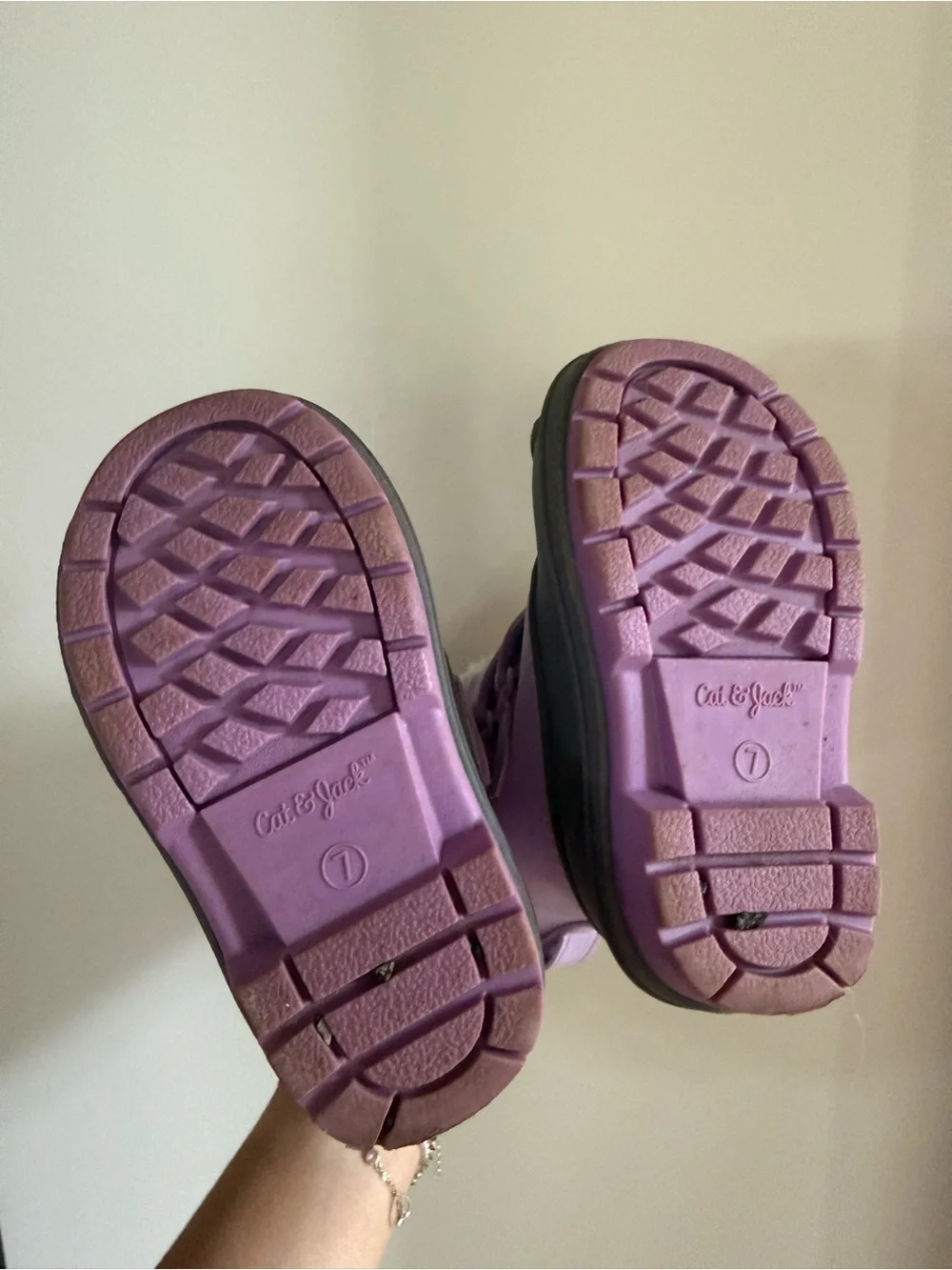 Cat & Jack Lavender and Black Faux-Fur Strap Winter Boots